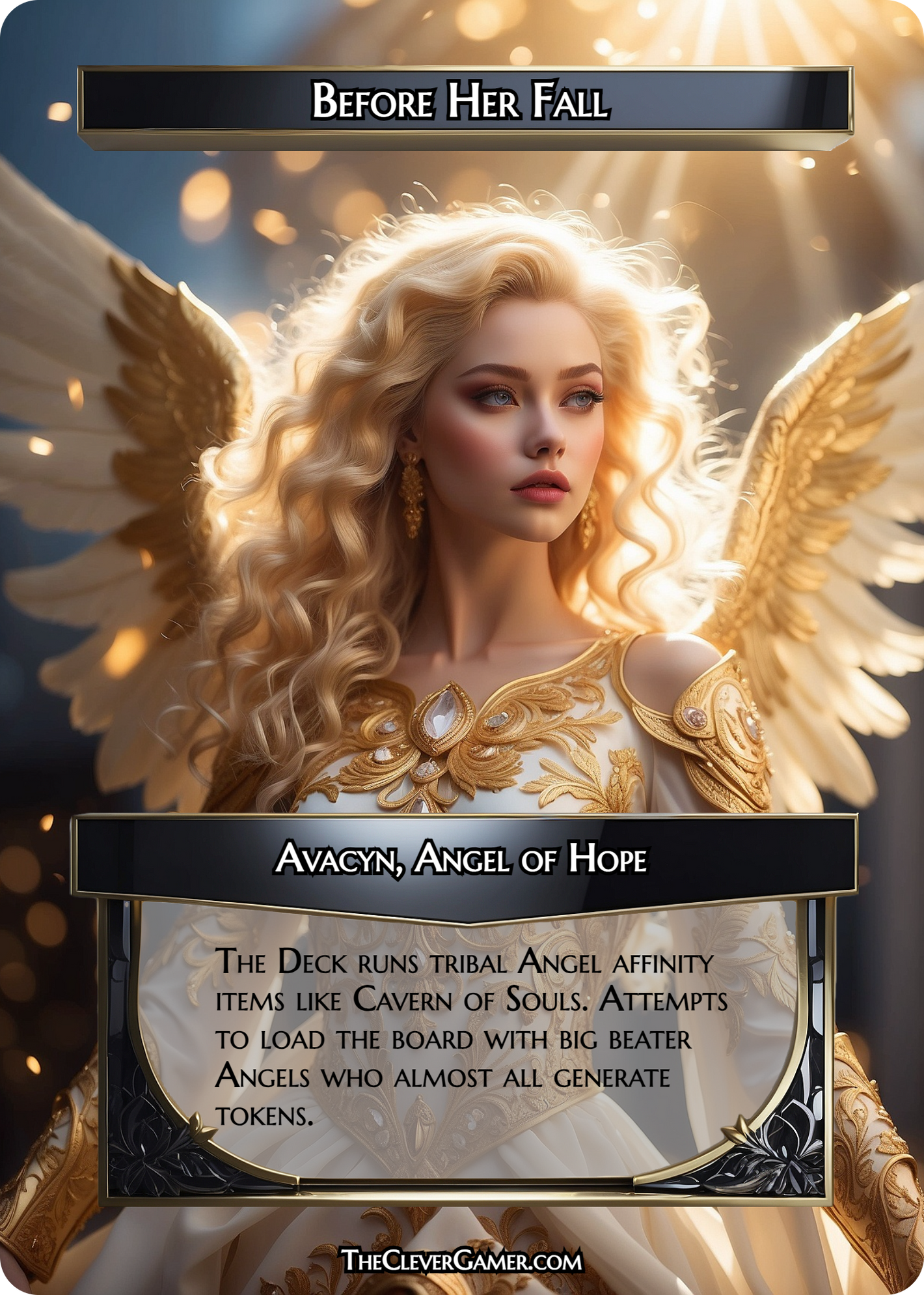 Blonde Angel Themed ECKOcard™ for Magic the Gathering Angel Players After Example Glack and Gold