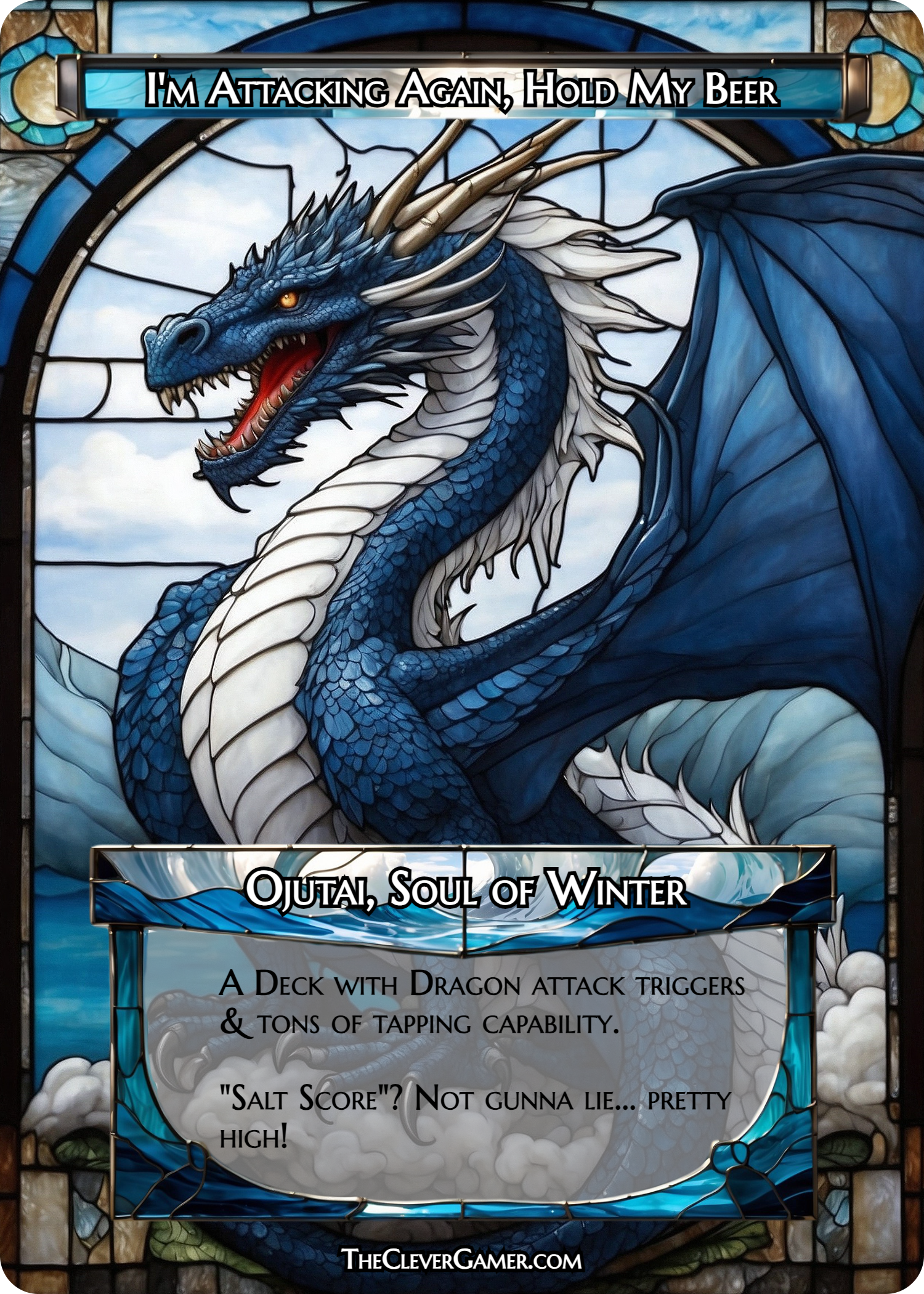 Blue Stained Glass Dragon ECKOcard Card Customization Fully Custom