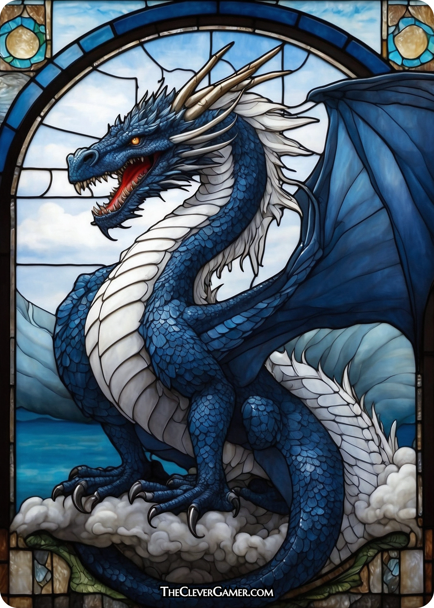 Blue Stained Glass Dragon ECKOcard Full Art