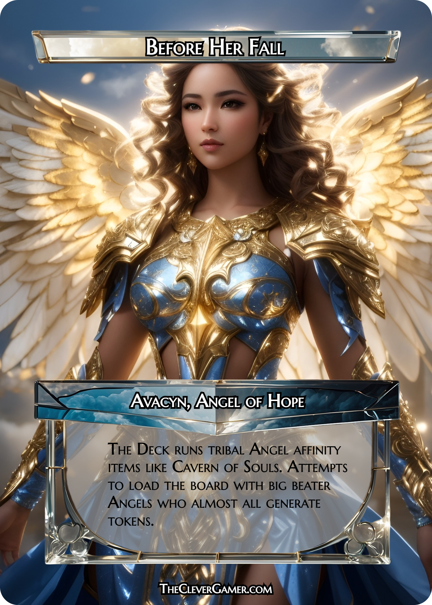 Brunette Asian Angel EDH Smartcard Example Clouds