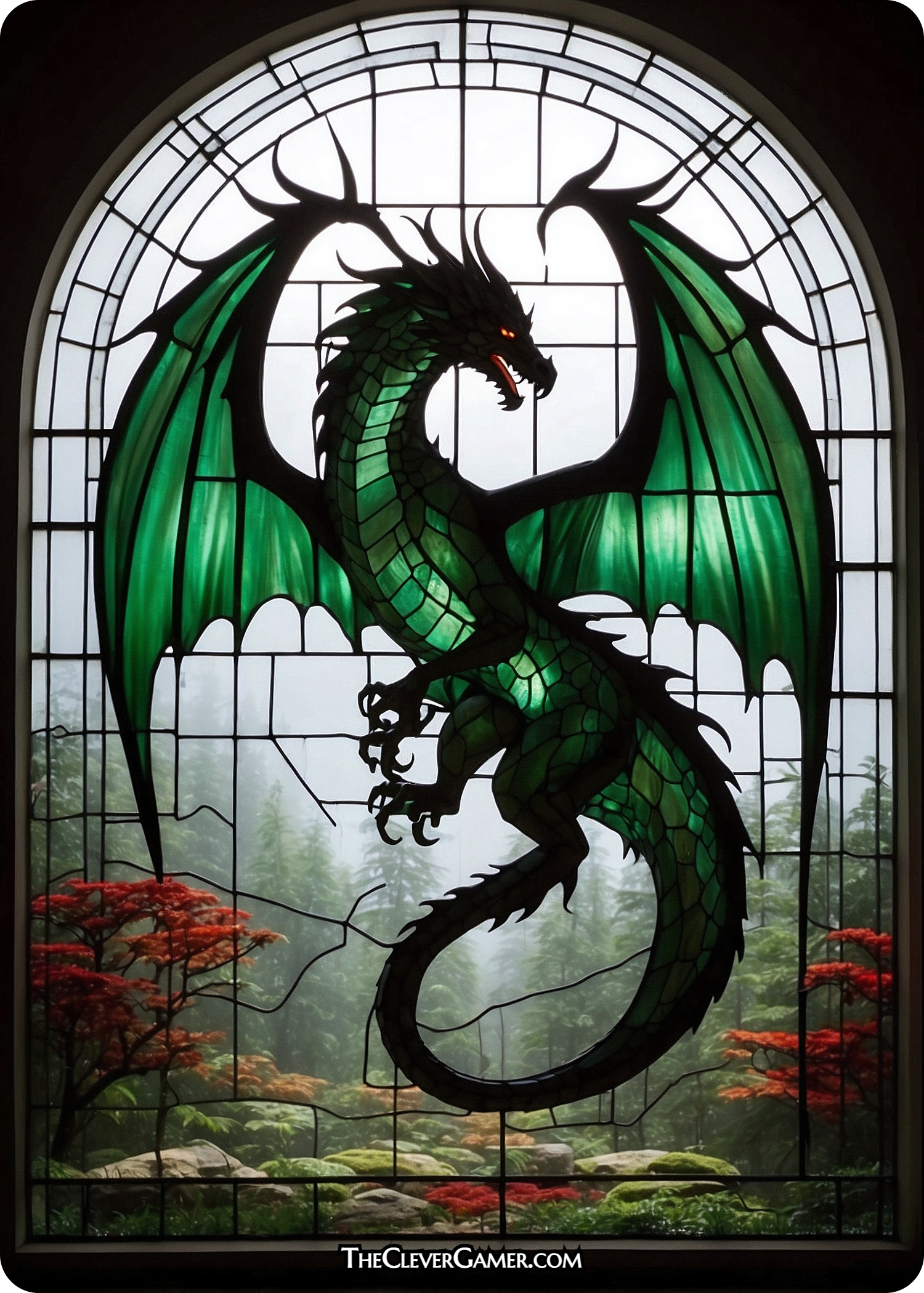 Green Stained Glass Dragon ECKOcard Full Art