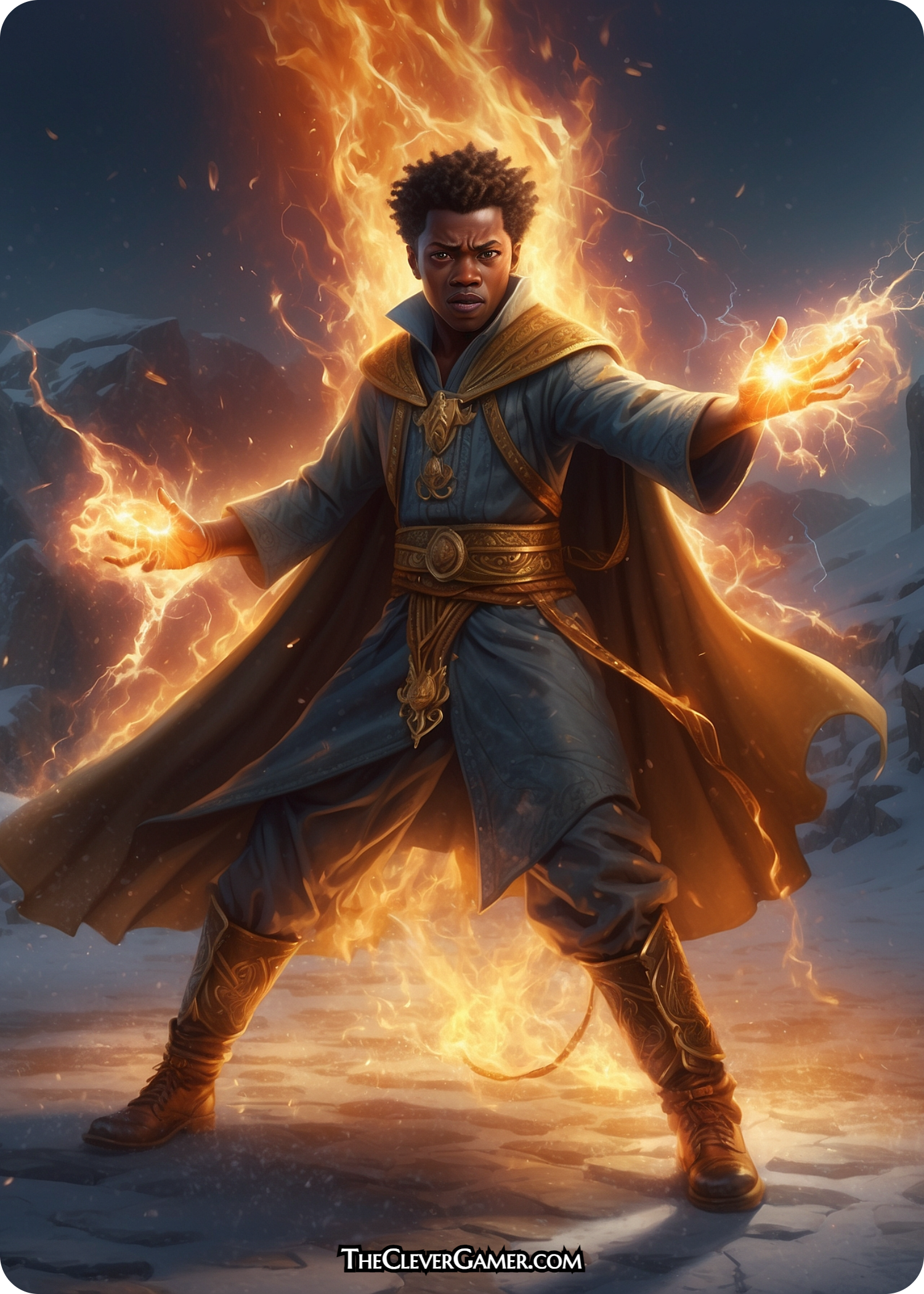 Male Fire Wizard EDH Smartcard Full Art